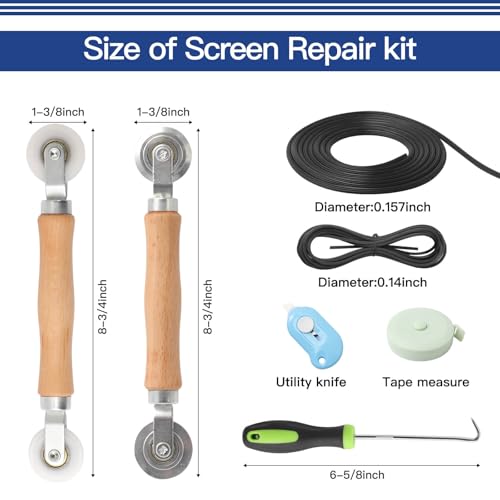 Yolovit Window Screen Door Repair Kit Include Window Screens Mesh 48x114 with All Tools in Window Screen ReplacementScreen Rollers Splines Hook Yolovit - Image 3