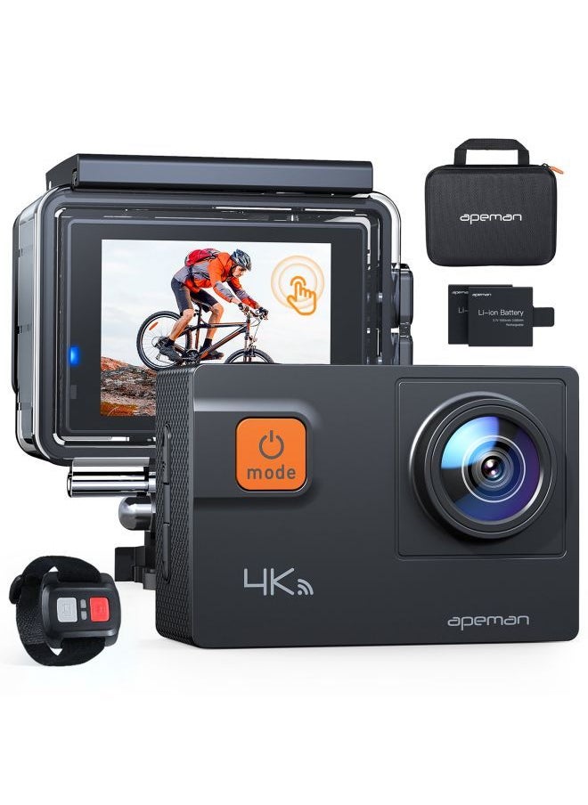 APEMAN - Action Camera 4K 60fps video & 20MP photos ØŒ2 inch IPS real-color touchscreen ,Robust & 40M waterproof ,Wireless remote control ,loop video ,time lapse, slow motion - Image 1