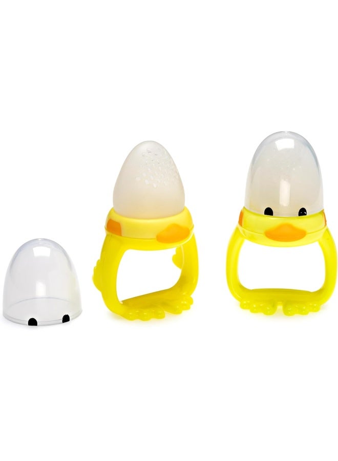 melii Baby Food Feeder and Teether - 2 Pack Duck Shaped Feeding Teethers, BPA-Free Silicone Feeder for Safe Self-Feeding - Image 1
