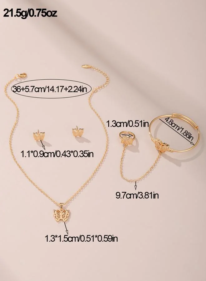 Take Two  Butterfly Pendant Necklace and Bracelet with Ring and Earring Set for Women | Best Price UAE