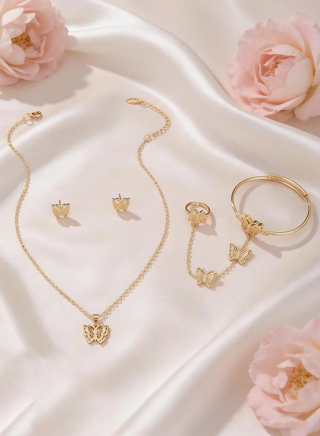 Take Two  Butterfly Pendant Necklace and Bracelet with Ring and Earring Set for Women | Best Price UAE