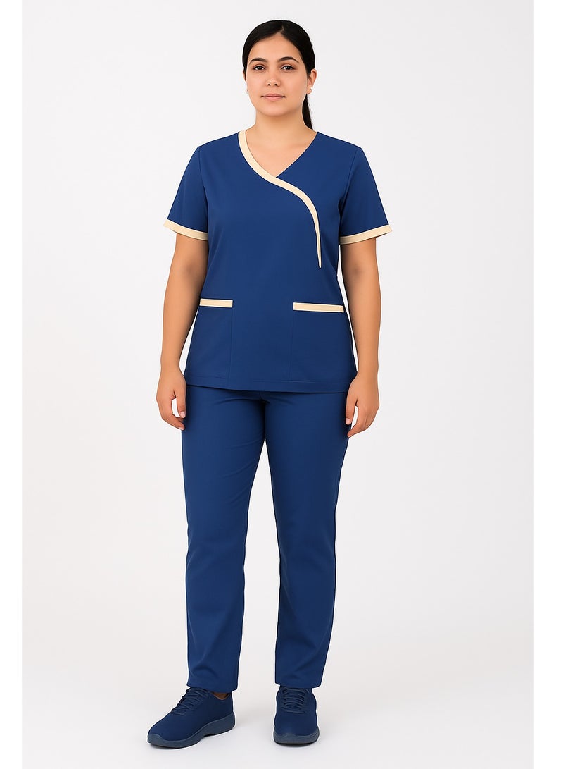 Rannah's Uniform Comfortable and Durable Navy Blue Scrub Suit Uniform for Medical Staff, Beauticians, and Housekeepers - Image 2
