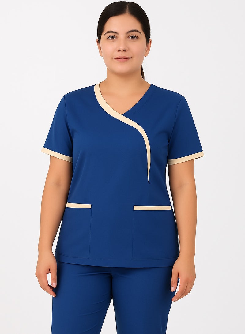 Rannah's Uniform Comfortable and Durable Navy Blue Scrub Suit Uniform for Medical Staff, Beauticians, and Housekeepers - Image 3