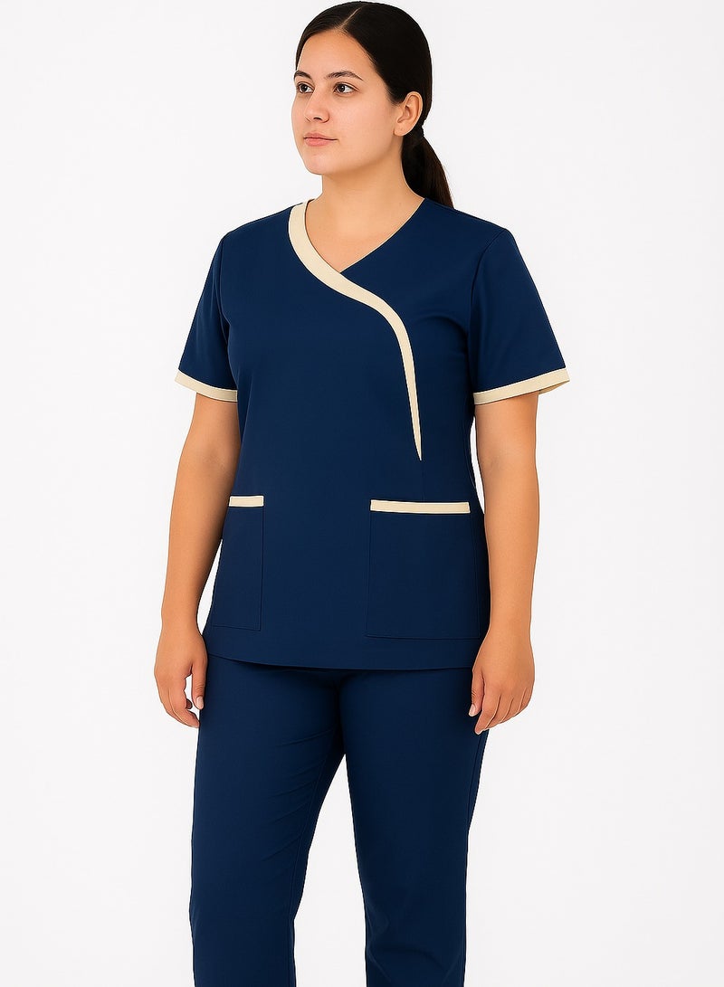 Rannah's Uniform Comfortable and Durable Navy Blue Scrub Suit Uniform for Medical Staff, Beauticians, and Housekeepers - Image 4