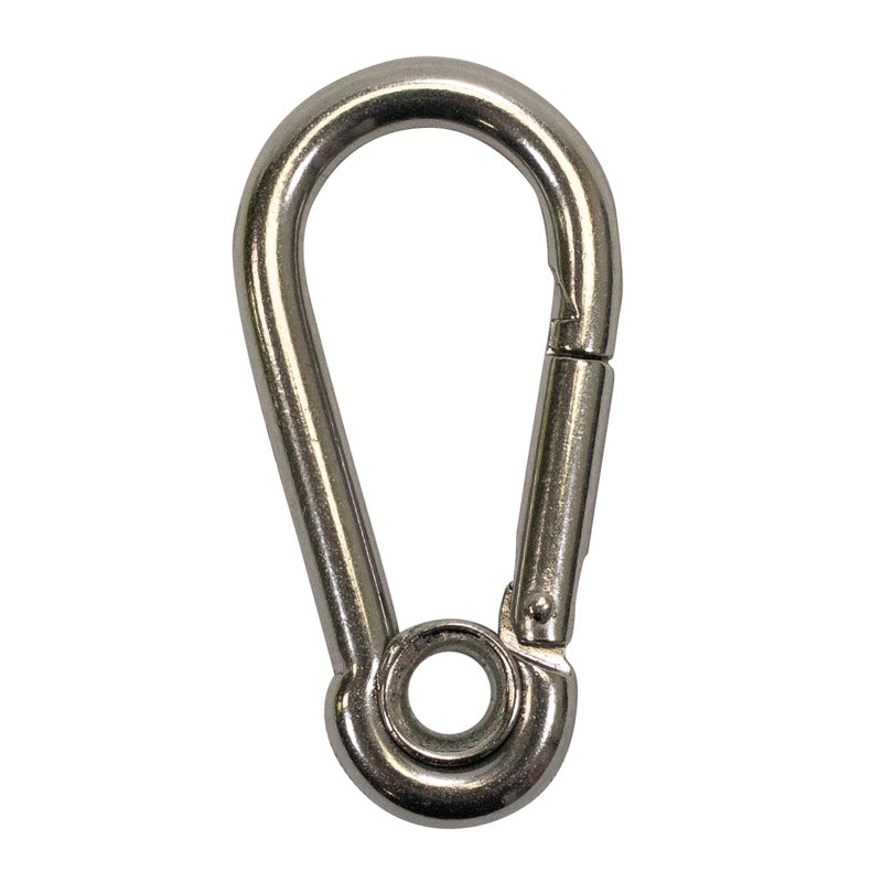 Scuba Choice Boat Marine Clip Stainless Steel Safety Spring Hook Carabiner with Rope Holder - Image 1