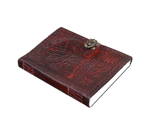 jaald A5 Leather Journal with clasp Tree of life emboss Writing Pad Blank Notebook Handmade Notepad For Men & Women Unlined Paper Best Present Sketchbook Travel Diary To Write Book Of Shadows Refillable - Image 3