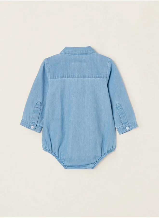 Zippy Zippy Cotton Denim Shirt-Bodysuit For Newborn
