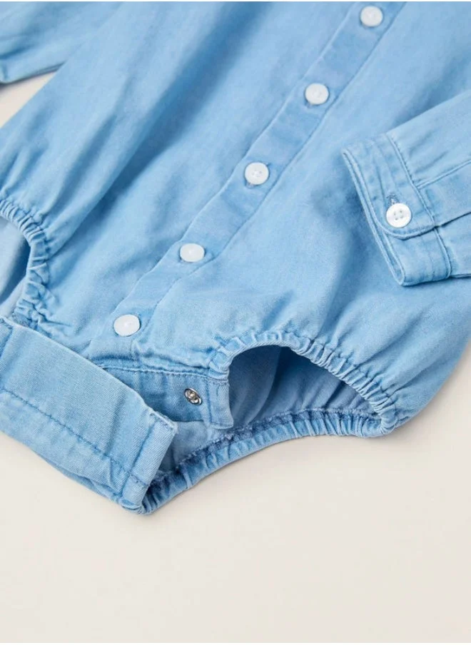 Zippy Zippy Cotton Denim Shirt-Bodysuit For Newborn
