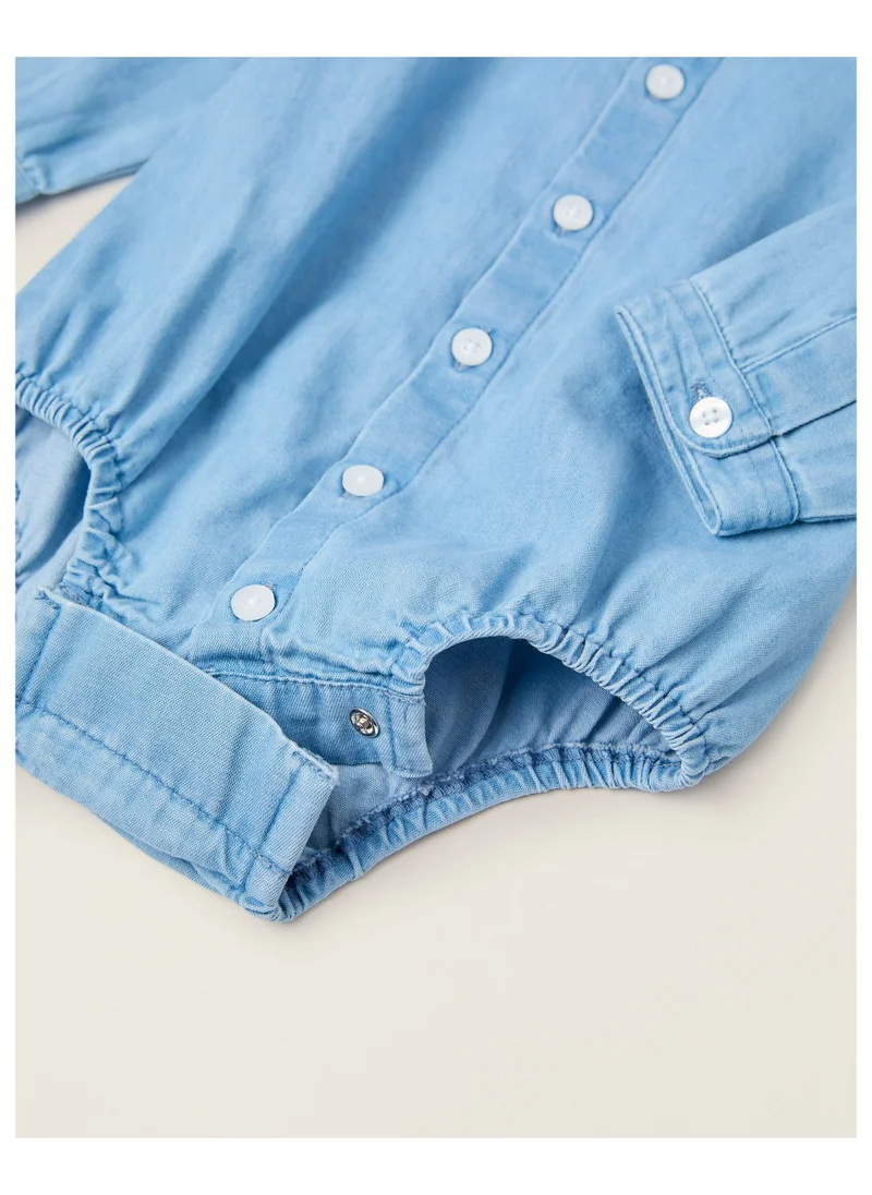 Zippy Zippy Cotton Denim Shirt-Bodysuit For Newborn
