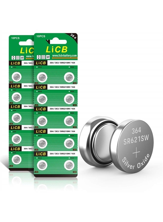 LiCB 20 Pack SR621SW 364 164 363 AG1 Battery 1.5V Button Cell Watch Batteries  - Image 1