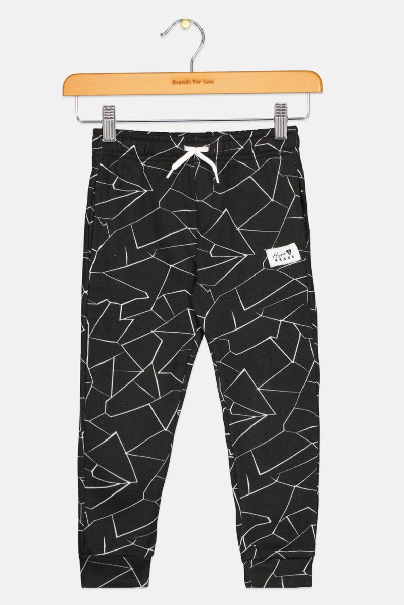 Originals by Brooklyn Cloth Toddlers Boy Drawstring Allover Print Jogger Pants, Black  - Image 1