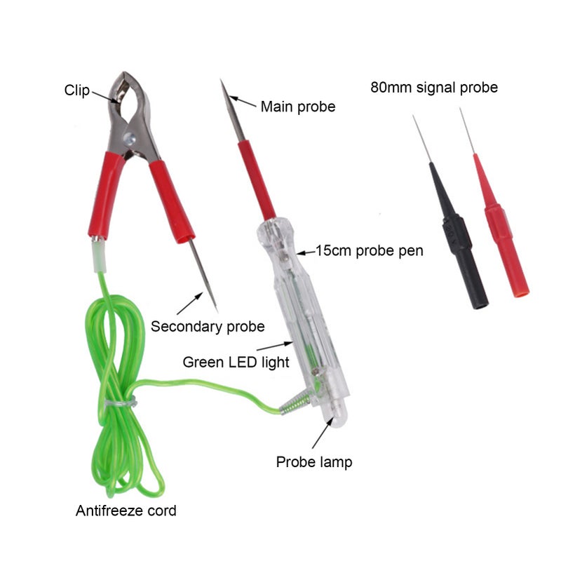 12v24v Automotive Circuit Tester Kit Test Leads Kit Test Light Dual Probes Alligator Clamps Two-Way Voltage Test for Maintenance - Image 2