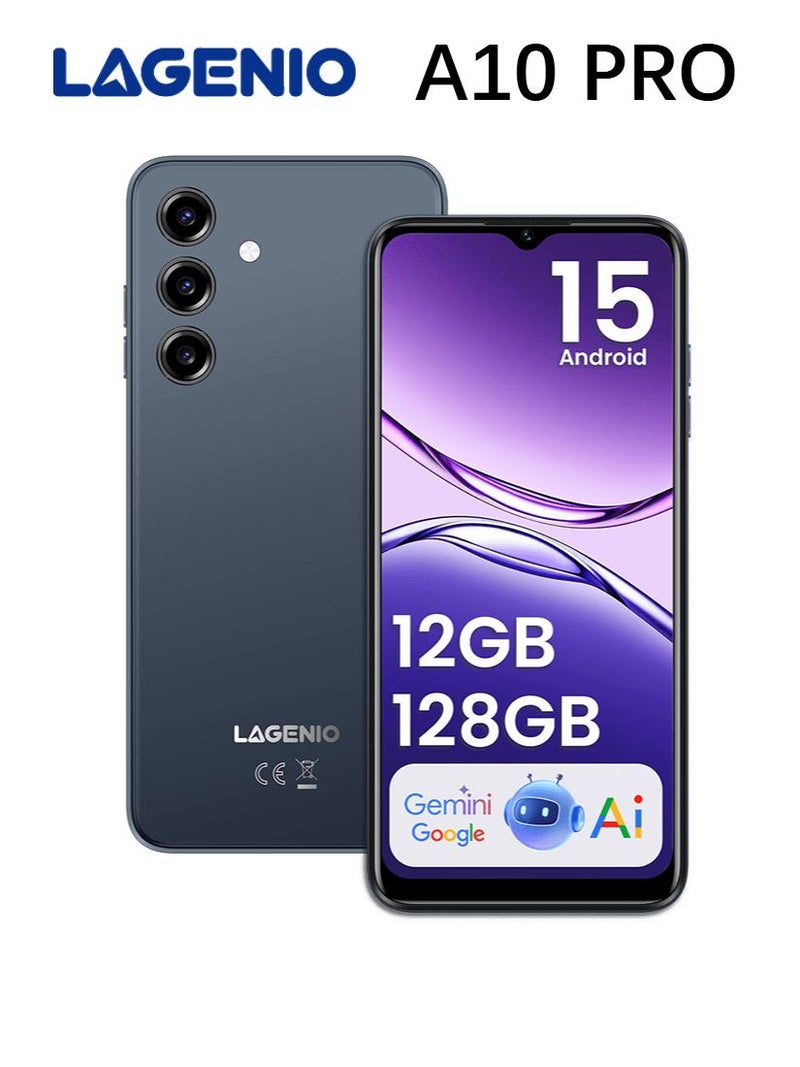 لاجينيو هاتف ذكي Lagenio A10 PRO Smartphone, Unisoc SC9863A1, 6.52-inch HD+ 90Hz Display, 4GB RAM + 128GB Rom, Black/Grey - Image 1