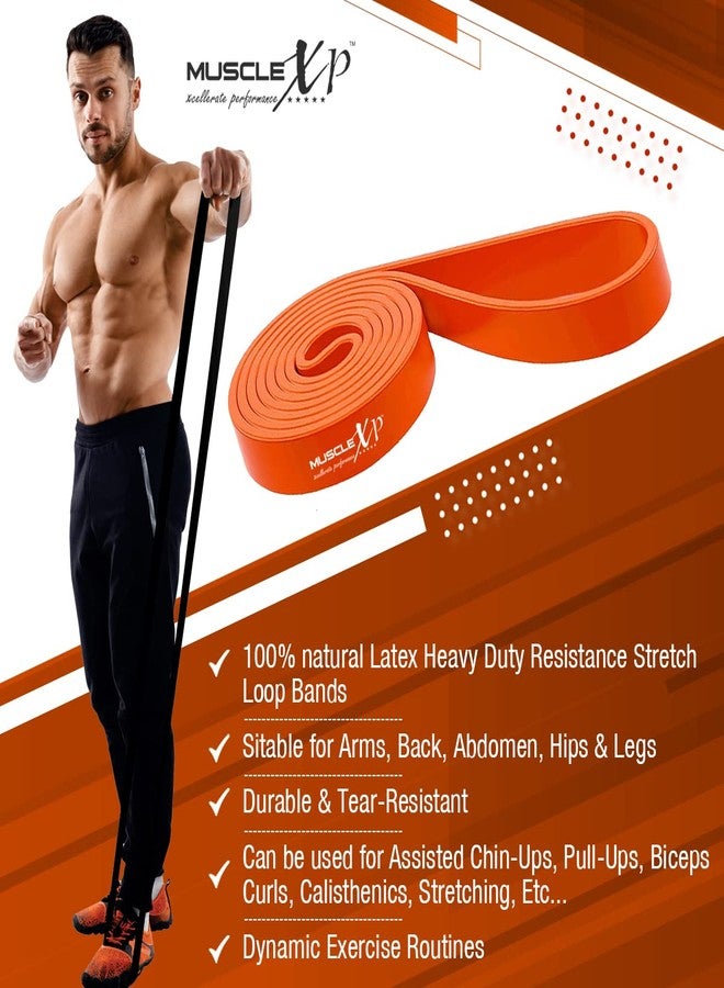 ماسل إكس بي حلقة مقاومة مطاطية متينة من MuscleXP Dr Fitness+، مصنوعة من المطاط الطبيعي، لتمارين الجسم الكامل والعلاج الطبيعي - برتقالي، 35-48 كجم - Image 3