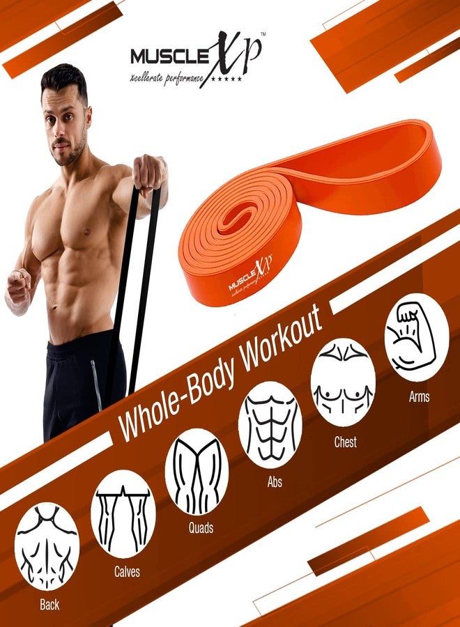 ماسل إكس بي حلقة مقاومة مطاطية متينة من MuscleXP Dr Fitness+، مصنوعة من المطاط الطبيعي، لتمارين الجسم الكامل والعلاج الطبيعي - برتقالي، 35-48 كجم - Image 5