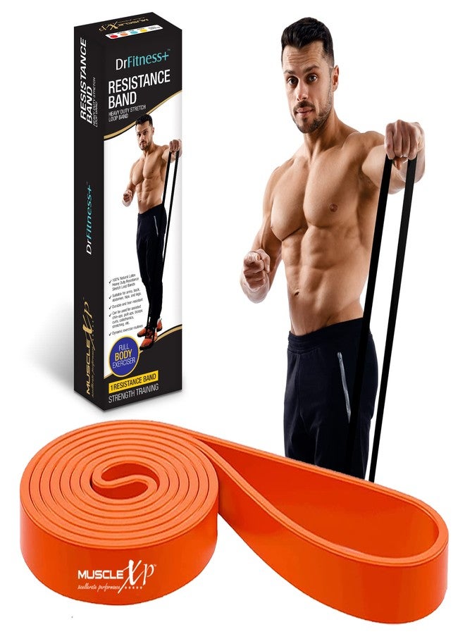 ماسل إكس بي حلقة مقاومة مطاطية متينة من MuscleXP Dr Fitness+، مصنوعة من المطاط الطبيعي، لتمارين الجسم الكامل والعلاج الطبيعي - برتقالي، 35-48 كجم - Image 1