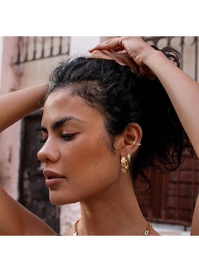 Women Ear Cuff Earring Gold Non Pierced Ear Cartilage Clip on Wrap Hoop 14K Gold Filled Tiny Boho Beach Simple Minimalist Delicate Handmade Hypoallergenic Jewelry Gift-Sold as Single/Pair - Image 2
