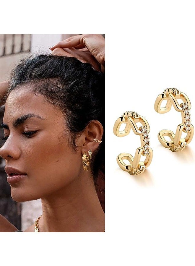 Women Ear Cuff Earring Gold Non Pierced Ear Cartilage Clip on Wrap Hoop 14K Gold Filled Tiny Boho Beach Simple Minimalist Delicate Handmade Hypoallergenic Jewelry Gift-Sold as Single/Pair - Image 3