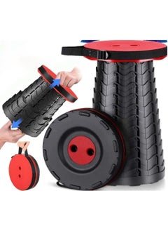Generic Upgraded-Portable Collapsible Folding Stool, Retractable Telescoping Foldable Camping Stool for Adults for Outdoor Fishing Hiking Gardening Travel BBQ Red.  - Image 1
