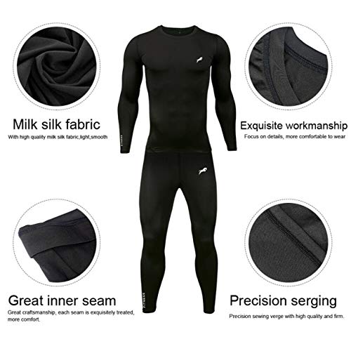 QUADA Compression Long Sleeve Men's Recovery T-Shirt. & Lower Best Compression Fit Support (Black, XL) - Image 2