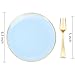 Festiva 200Pcs Blue Gold Cake Plates 63 with Plastic Forks 5 Disposable Blue DessertAppetizerSalad Plates serve 100 guests for PartyWeddingEaster - Image 4