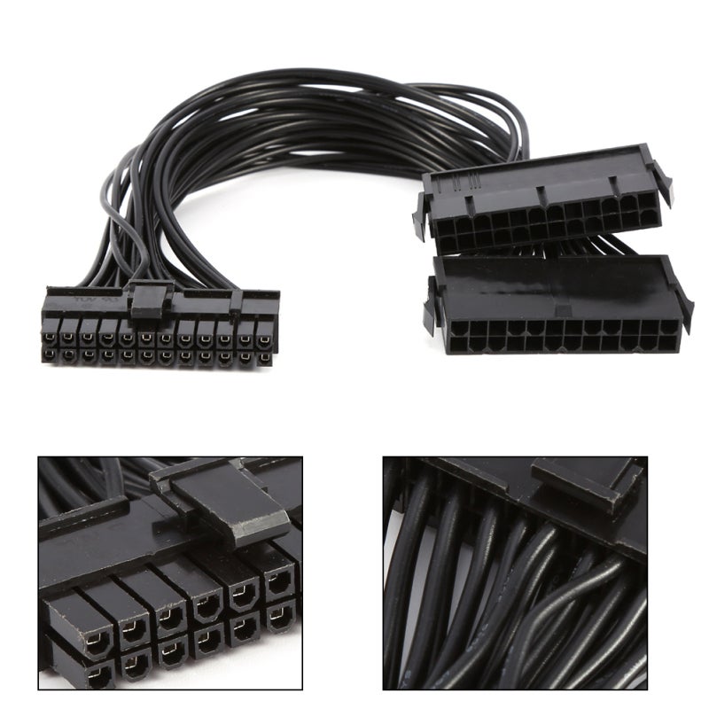 24Pin Mining Dual PSU Adapter 30cm 20+4pin ATX Power Supply Cable Connector - Enables Connection of 2 Power Supply Units to a Single Motherboard for Bitcoin Mining Builds - Image 3