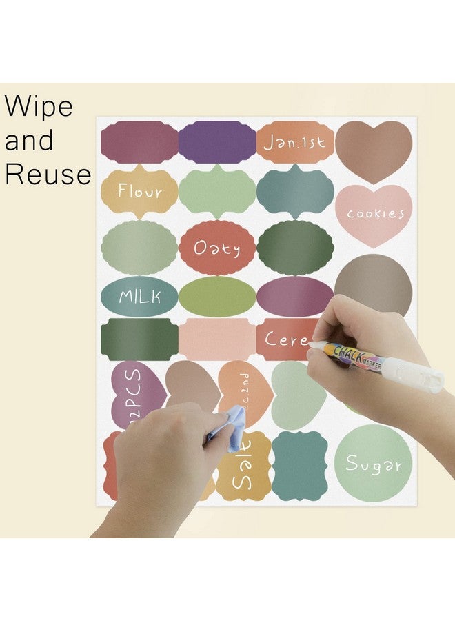 Linkidea 168Pcs Fancy Shape Colored Label Stickers, Colored Mason Jar Small Sticker Labels With Whiteboard Pen For Spice Jars, Essential Oil Bottles, Food Containers, Storage Bins (2" X 1") - Image 2