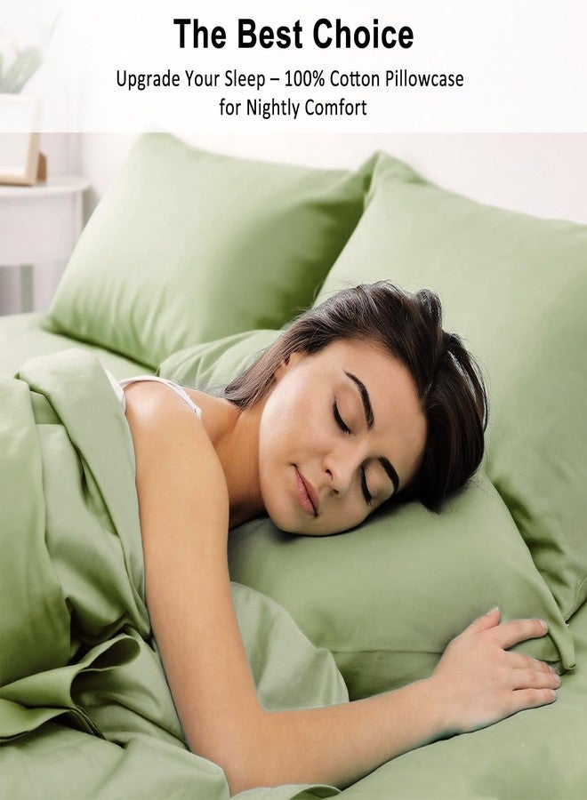 Lirex Standard Pillow Cases Set of 2, 300 Thread Count 100% Cotton Pillow Covers, Breathable and Soft, Standard (20" x 26"), Green - Image 4