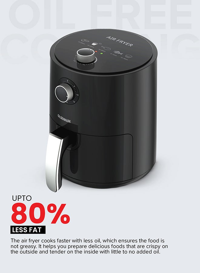 Olsenmark Powerful Automatic Air Fryer With Rapid Air Technology, Temperature & Cooking Timer Control, Non-Stick Dishwasher Safe Frying Basket, Auto Shut Off Function 2.5 L 1200 W OMAF2448R Black - Image 3