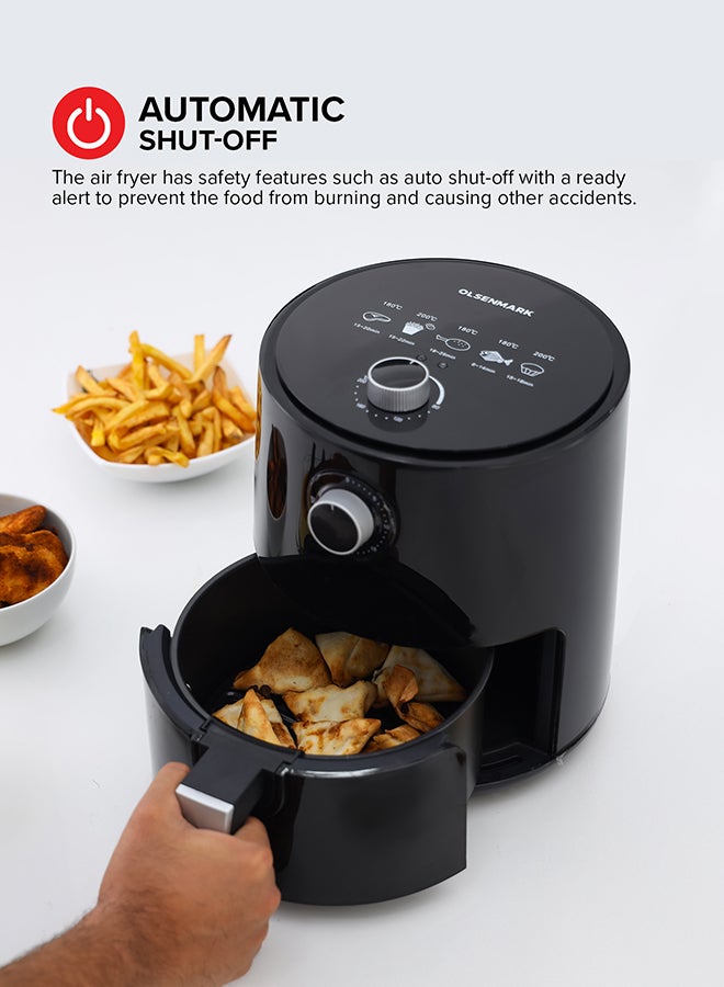 Olsenmark Powerful Automatic Air Fryer With Rapid Air Technology, Temperature & Cooking Timer Control, Non-Stick Dishwasher Safe Frying Basket, Auto Shut Off Function 2.5 L 1200 W OMAF2448R Black - Image 5
