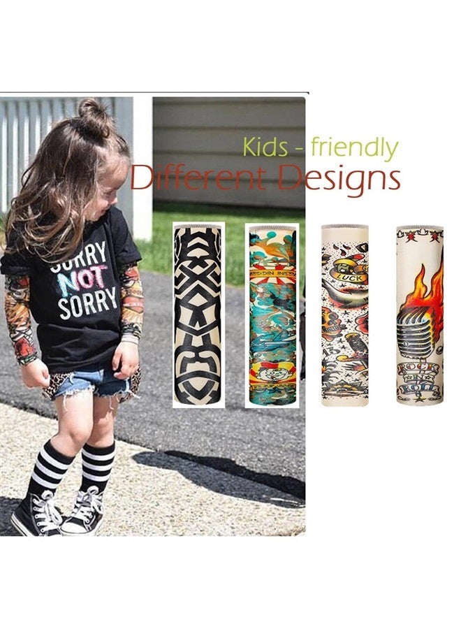 iToolai Kids Tattoo Sleeves for Boys Grils, 10 Pcs Temporary Arm Tattoo Sleeves for Children Baby, Fake Slip On Sunscreen UV Protection Cooling Arms Sleeves - Image 4