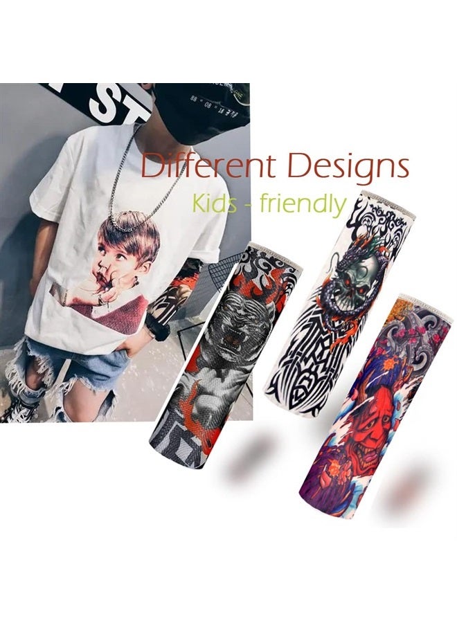 iToolai Kids Tattoo Sleeves for Boys Grils, 10 Pcs Temporary Arm Tattoo Sleeves for Children Baby, Fake Slip On Sunscreen UV Protection Cooling Arms Sleeves - Image 5
