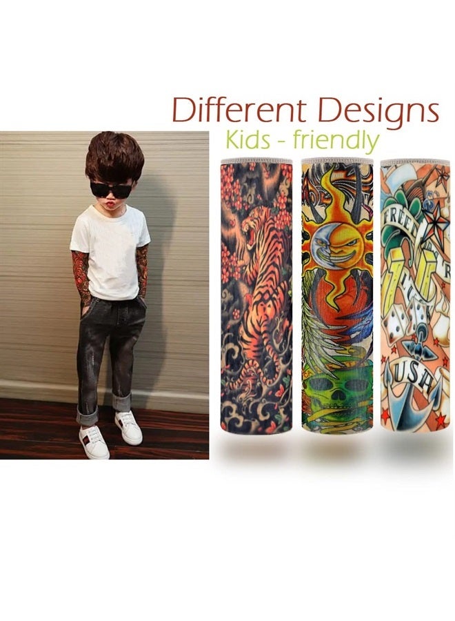 iToolai Kids Tattoo Sleeves for Boys Grils, 10 Pcs Temporary Arm Tattoo Sleeves for Children Baby, Fake Slip On Sunscreen UV Protection Cooling Arms Sleeves - Image 3