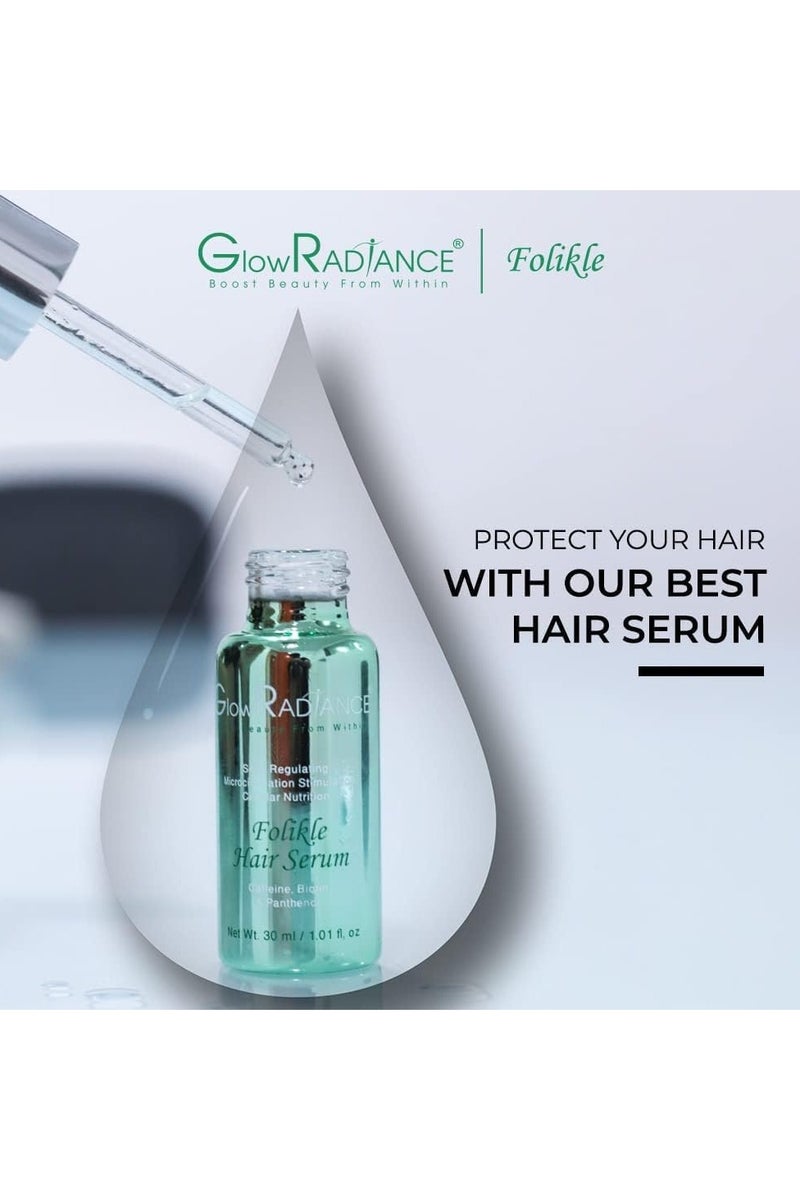 Glow Radiance سيروم تركيز نمو الشعر جلو راديانس - كافيين، بيوتين وبانثينول | التحكم في تساقط الشعر ومعزز النمو - 30 مل - Image 5