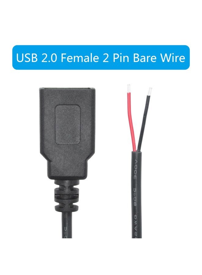 Maixbomr 2Pcs USB A Female Plug 2Pin Bare Wire,1M/3FT USB 2.0 Female Pigtail Open End Power Cable 22AWG,for 5V/3A USB Equipment Installed or DIY Replace Repair Cable - Image 5
