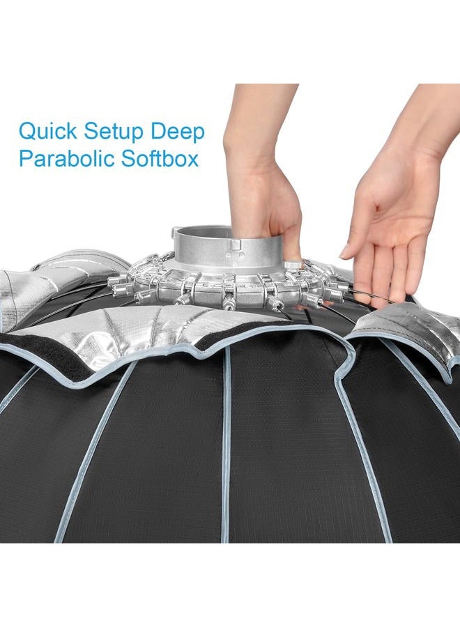 Fomito Parabolic Softbox 35.4 inch/ 90cm Quick Set-up Deep Soft Box with Honeycomb Grid and Bowens Mount for Studio Monolight LED Light Photography - Image 3