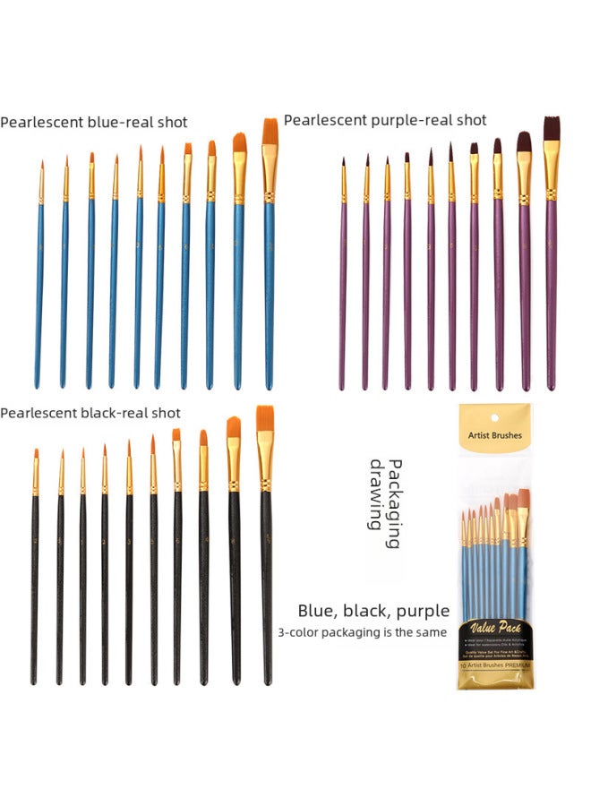ZhuTing Brush 10 Nylon Wool Pearlescent Blue Rod Nail Gouache Painting Pen Watercolor Gouache Painting Pen Hook Line - Image 4