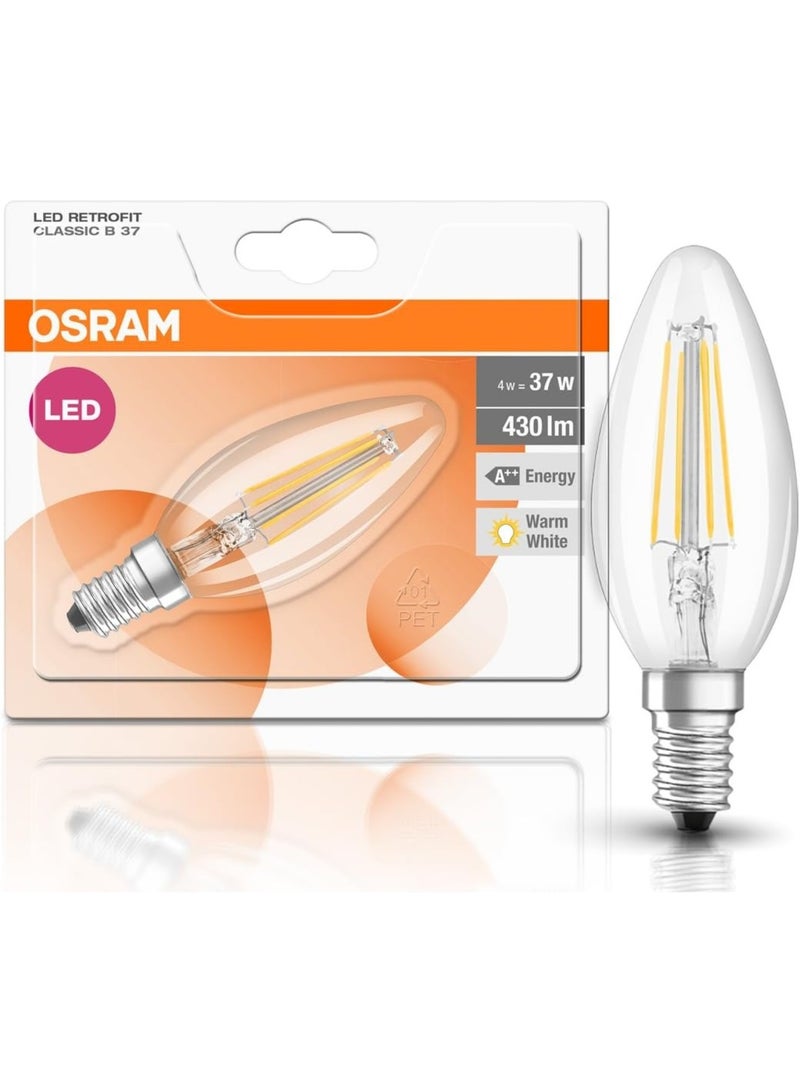 Osram OSRAM LED Retrofit CLASSIC B/LED lamp, classic mini candle shape: E14, 4 W, 220…240 V, 40 W replacement, clear, Warm White, 2700 K, 6x1pack  - Image 3