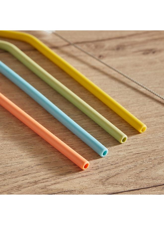 Home Box 5 Piece Silicone Straw With Cleaning Brush Set  - Image 3