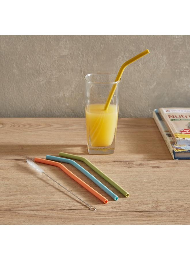 Home Box 5 Piece Silicone Straw With Cleaning Brush Set  - Image 1