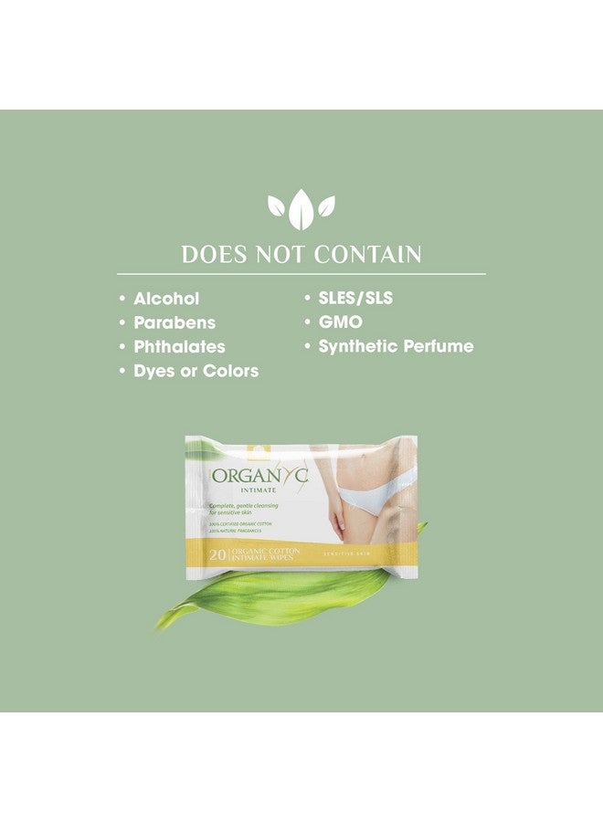 ORGANYC Organyc - 100% Organic Cotton Intimate Wet Wipes, No Parabens, Alcohol, or Chlorine -, White, 20 Count (Pack of 1) (ORGWW1A) - Image 2