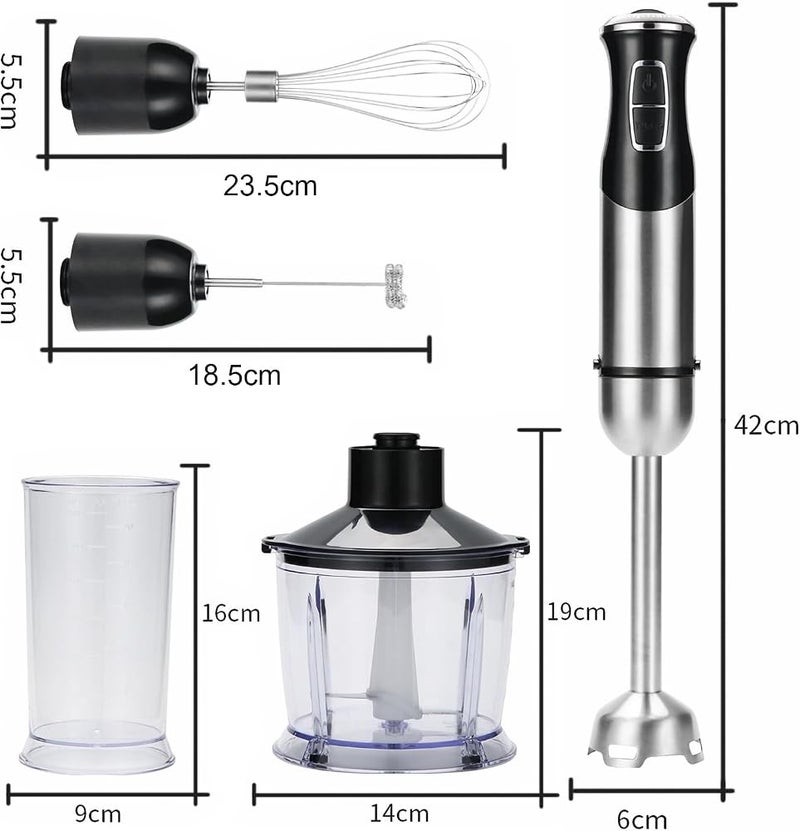 AMINAC Hand Blender 1000W, 5-in-1 Blender Mixer Set, Immersion Blender with Whisk, Chopper, Juice Cup & Cheese Stick - Image 2