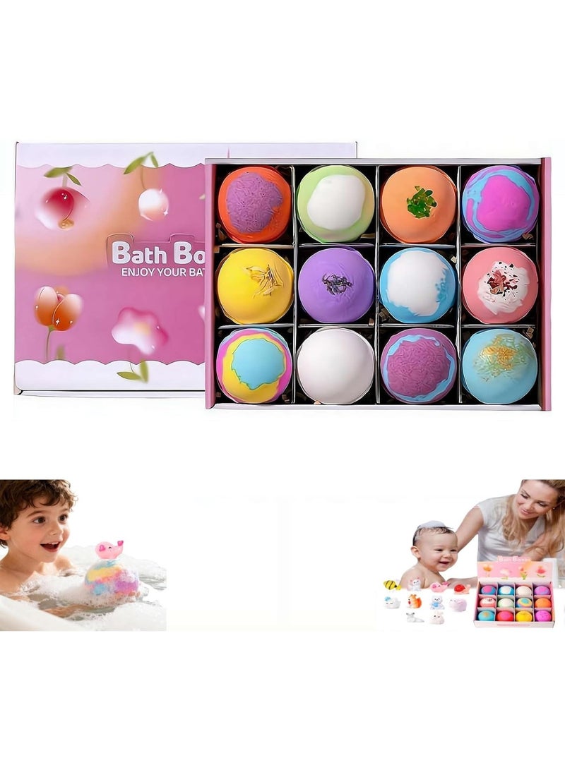Kids Bath Bombs Gift Set, Bath Bombs With Sea Animal Surprise Toys Inside, 12Pcs 60g Natural Sea Salt Aromatherapy Fizzy Bubble Bath Balls, Skin-friendly Safe Formula For Children Spa Bath - Image 1