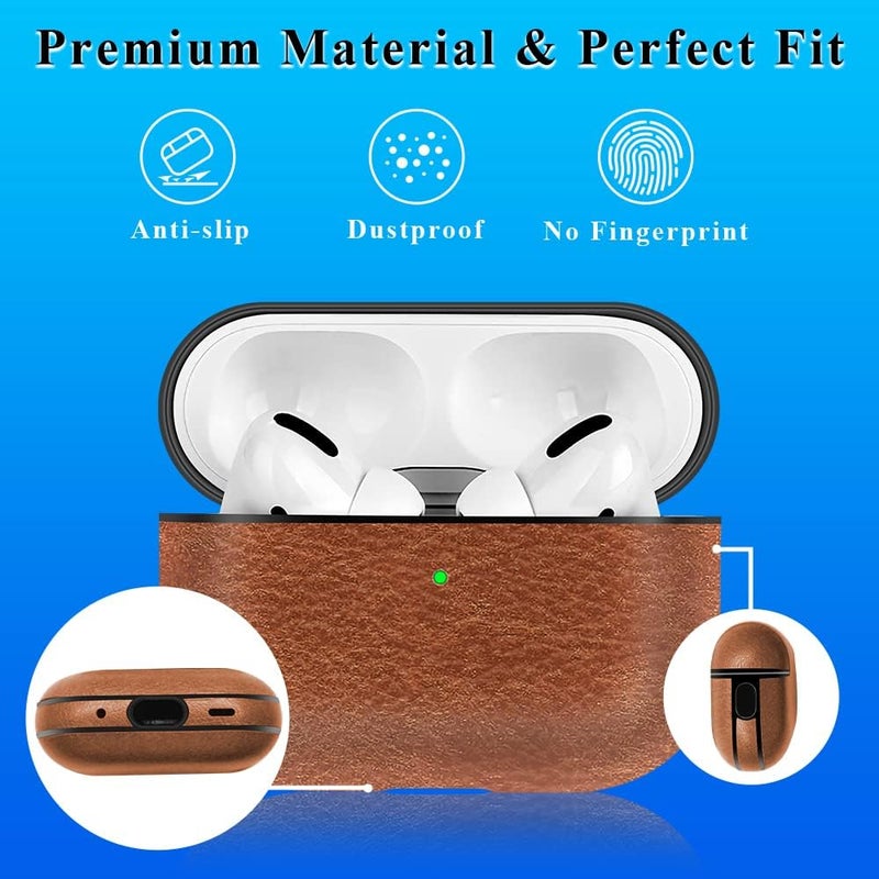 OneNine PU Leather Protective Case for Airpods Pro 2, Luxury Lightweight Drop-Proof Full Protection Skin Cover with Lanyard, Compatible with Airpods Pro 2nd Generation 2022 Case, Front LED Visible - Image 3