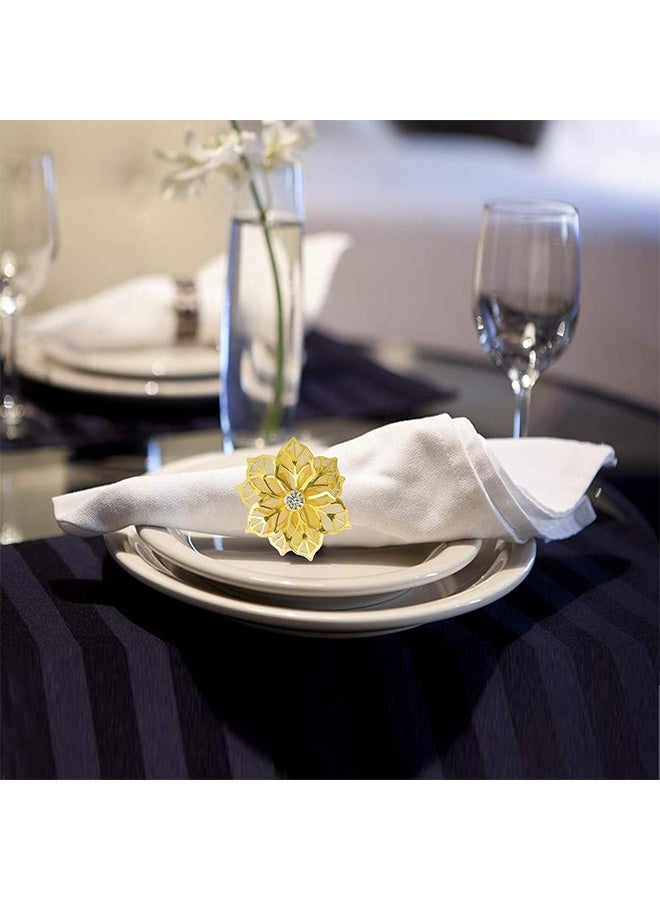 Pack of 6 Napkin Rings Alloy Hollow Out Flower Napkin Holder Dinning Table Napkin Ring for Dinner Parties Wedding Banquet Table Setting Family Gatherings Table Decor (Gold Flower） - Image 5