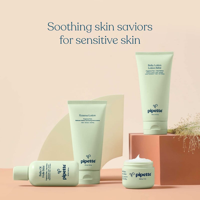 Pipette Eczema Lotion - Relieves Irritation, Keeps Dry, Itchy Skin Calm, Smooths and Deeply Moisturizes Sensitive Skin, Fragrance-Free, Petrolatum & Steroid Free Cream Formula, 6 fl oz - Image 5