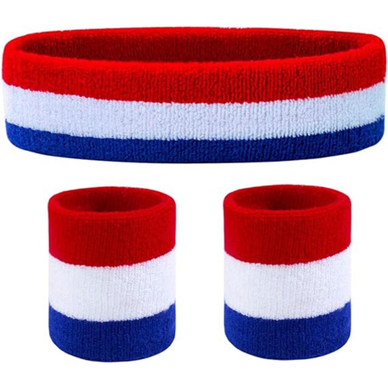 Favofit Sweat Band Headband Wristbands for Men - Head Wrist Sweatband Set for Women Kids Boys Girls - Ideal for Sports Athletics Event Workout Exercise Basketball Running Tennis Football - Image 1