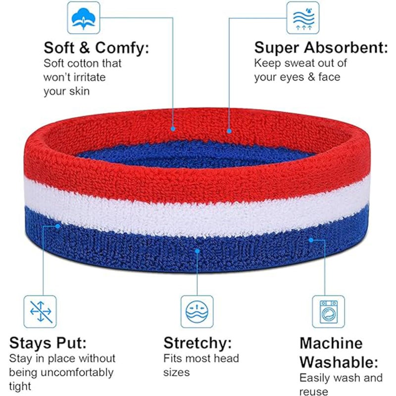 Favofit Sweat Band Headband Wristbands for Men - Head Wrist Sweatband Set for Women Kids Boys Girls - Ideal for Sports Athletics Event Workout Exercise Basketball Running Tennis Football - Image 2