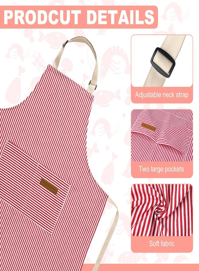 XLSXEXCL Stripes Kids Apron, Kids Cooking Aprons with 2 Pockets for Cooking,Cleaning,Painting (Pink, 55x65cm) - Image 3