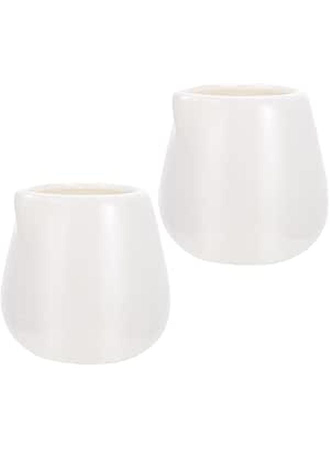 Large White Ceramic Milk Jugs 2 Piece Set Sauce Containers Pitchers For Kitchen Dining - Image 1